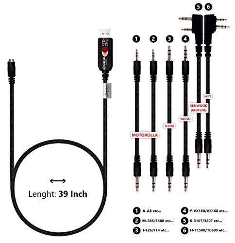 MIRKIT FTDI USB Baofeng Programming Cable Model 5 for Flashing Ham Radios: Baofeng Radio, Wouxun, Kenwood, Motorola, Yaesu 6 in 1