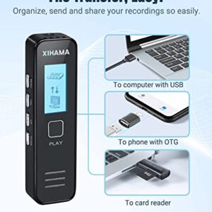 64GB Mini Voice Recorder, Digital Voice Recorder Pocket Tape Recorder with Playback for Lectures, Meetings, XIHAMA 4608 Hours Handheld Audio Recorder with Microphone, USB Charge, Password