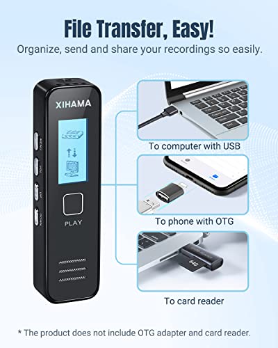 64GB Mini Voice Recorder, Digital Voice Recorder Pocket Tape Recorder with Playback for Lectures, Meetings, XIHAMA 4608 Hours Handheld Audio Recorder with Microphone, USB Charge, Password