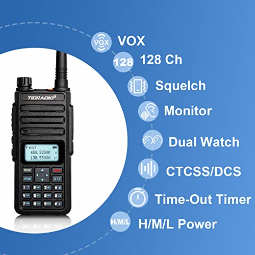 TIDRADIO TD-H6 10Watt Ham Radio Handheld Upgraded from UV-5R Dual Band Walkie Talkies with Extra 2200mAh Battery, Programming Cable, Speaker Mic and TD-771 Antenna