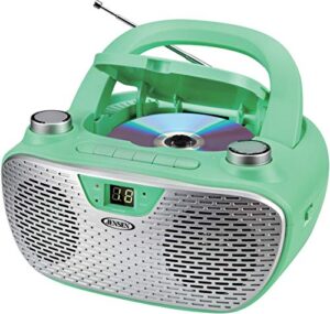 jensen cd-485-gr cd-485 1-watt portable stereo cd player with am/fm radio (green)