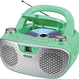 JENSEN CD-485-GR CD-485 1-Watt Portable Stereo CD Player with AM/FM Radio (Green)