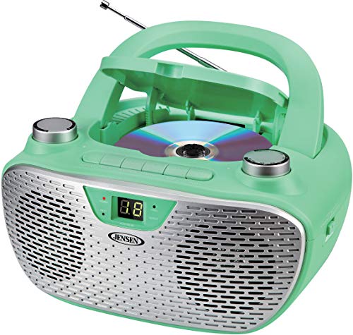 JENSEN CD-485-GR CD-485 1-Watt Portable Stereo CD Player with AM/FM Radio (Green)