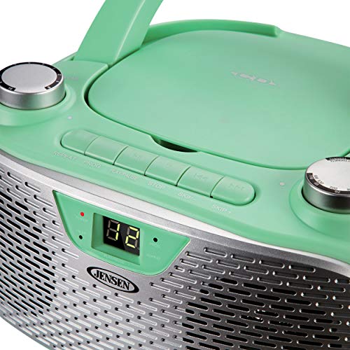 JENSEN CD-485-GR CD-485 1-Watt Portable Stereo CD Player with AM/FM Radio (Green)