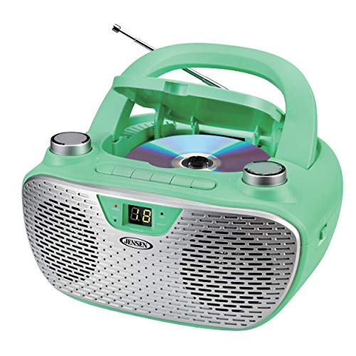 JENSEN CD-485-GR CD-485 1-Watt Portable Stereo CD Player with AM/FM Radio (Green)