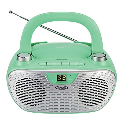 JENSEN CD-485-GR CD-485 1-Watt Portable Stereo CD Player with AM/FM Radio (Green)