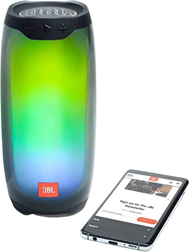 JBL Pulse 4 - Waterproof Portable Wireless Bluetooth Speaker with Light Show, Includes LED Flashlight Key Chain Bonus - Black