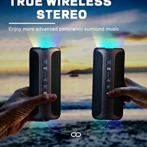 Bluetooth Speakers, Ortizan 40W Loud Stereo Portable Wireless Speaker, IPX7 Waterproof Shower Speakers with Deep Bass/LED Light/30H Battery/TF Card/AUX, True Wireless Stereo Speaker for Indoor&Outdoor