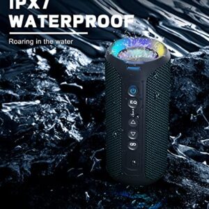 Bluetooth Speakers, Ortizan 40W Loud Stereo Portable Wireless Speaker, IPX7 Waterproof Shower Speakers with Deep Bass/LED Light/30H Battery/TF Card/AUX, True Wireless Stereo Speaker for Indoor&Outdoor