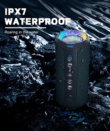 Bluetooth Speakers, Ortizan 40W Loud Stereo Portable Wireless Speaker, IPX7 Waterproof Shower Speakers with Deep Bass/LED Light/30H Battery/TF Card/AUX, True Wireless Stereo Speaker for Indoor&Outdoor