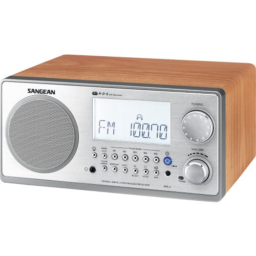 Sangean WR-2 AM / FM-RBDS Wooden Cabinet Digital Tuning Radio (Walnut)