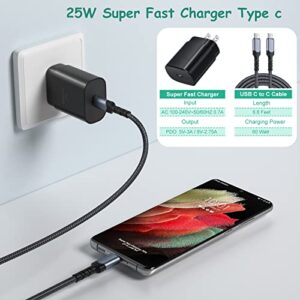 USB C Wall Charger,Costyle 25W Super Fast Charger Type C Block+6.6FT USB C to C Fast Charging Cable for Samsung Galaxy S23/S22/S21 Ultra/Plus/S20 FE/S10e/Note 20/10 Plus/Z Fold3/Flip3/A53/A13(Black)