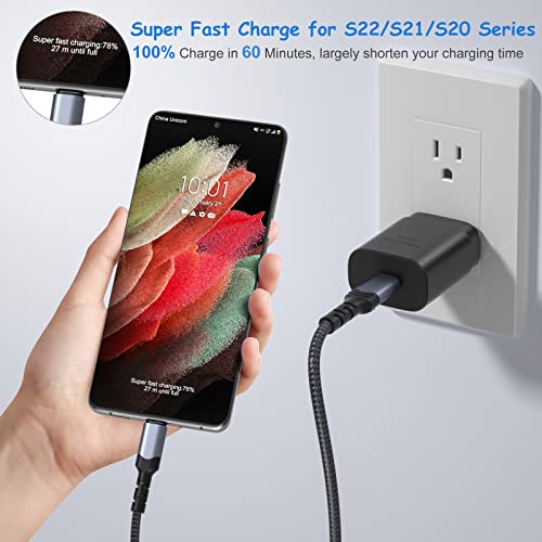 USB C Wall Charger,Costyle 25W Super Fast Charger Type C Block+6.6FT USB C to C Fast Charging Cable for Samsung Galaxy S23/S22/S21 Ultra/Plus/S20 FE/S10e/Note 20/10 Plus/Z Fold3/Flip3/A53/A13(Black)