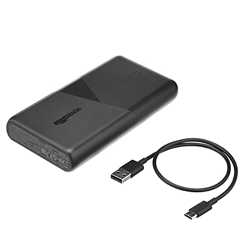 Amazon Basics Ultra-Portable Fast Charging Power Bank Battery, USB-C, 20100mAh with 18W PD and two 12W USB-A Ports for charging iPhone, Samsung, iPad, and more