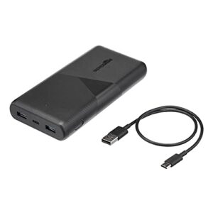 Amazon Basics Ultra-Portable Fast Charging Power Bank Battery, USB-C, 20100mAh with 18W PD and two 12W USB-A Ports for charging iPhone, Samsung, iPad, and more