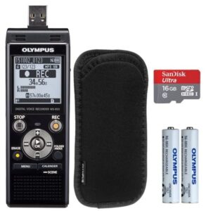 olympus voice recorder ws-853 with 8gb, voice balancer, true stereo mic (black) starter kit + carrying case + sandisk 16gb micro sd card