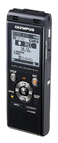 Olympus Voice Recorder WS-853 with 8GB, Voice Balancer, True Stereo Mic (Black) Starter Kit + Carrying Case + Sandisk 16GB Micro SD Card