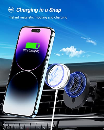 KALAPOP for MagSafe Car Charger Mount,Magnetic Car Wireless Charger Compatible with iPhone 14/14 Plus/14 Pro/14 Pro Max and iPhone 13/12 Series -Black