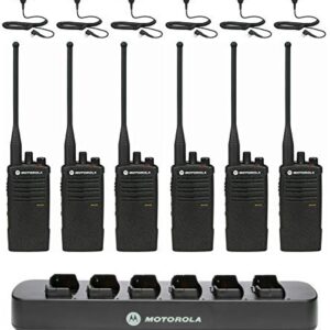 6 Pack of MOTOROLA SOLUTIONS RDU4100 Two Way Radio Walkie Talkies with Speaker Mics and 6-Bank Charger