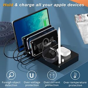 LK Charging Station for Multiple Devices,40W 4 Ports Charging Station Organizer with 3 Cables,7 in 1 Charge Multi Device Apple Charging Stations for iPad iWatch AirPods Tablets and Other Electronics