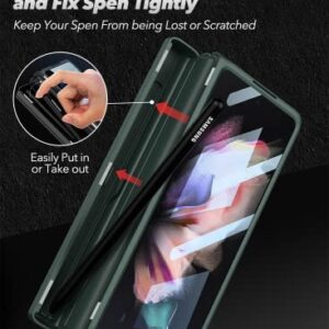 ELEPIK Armor PRO Series Case for Galaxy Z Fold 4 with Built-in Tempered Glass Screen Protector, Closed S Pen Holder [Avoid S Pen Lost], Hinge Protector, Kickstand, Wireless Charging (Black)