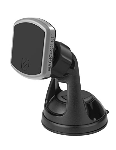 Scosche MPWD2-XTPR MagicMount™ Pro Universal Magnetic Car Phone Holder Windshield or Dashboard Mount with Suction Cup, Home, Office, Black, Silver