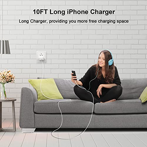 3 Pack iPhone 14 13 12 Charger Fast Charging [Apple MFi Certified], PD 20W USB C Wall Charger Block with 3 Pack 10FT Long Type C to Lightning Fast Charging Cable for iPhone 14 Pro Max 13 12 11 XS X 8