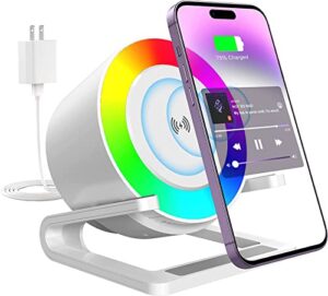 birthday gifts for women, 3 in 1 charging station apple with bluetooth speakers, led night light, 15w wireless charger stand, gifts for women, men, mom, girlfriend