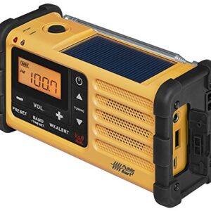 Sangean MMR-88 AM/FM/Weather+Alert Emergency Radio. Solar/Hand Crank/USB/Flashlight, Siren, Smartphone Charger yellow