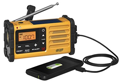 Sangean MMR-88 AM/FM/Weather+Alert Emergency Radio. Solar/Hand Crank/USB/Flashlight, Siren, Smartphone Charger yellow