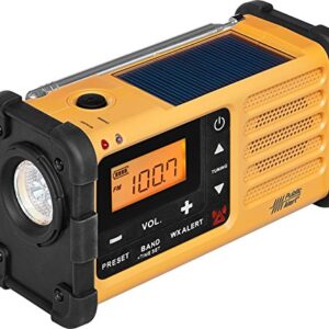 Sangean MMR-88 AM/FM/Weather+Alert Emergency Radio. Solar/Hand Crank/USB/Flashlight, Siren, Smartphone Charger yellow