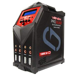 venom pro quad lipo battery fast charger | 4 ports at 100w each | ac dc 7a fast nimh lihv lipo balance charger discharger