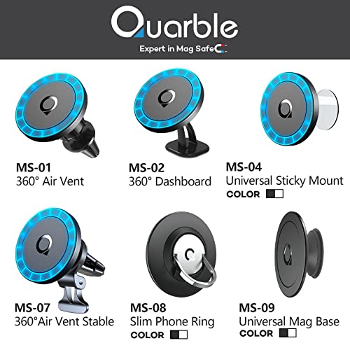 Quarble Air Vent Car Mount Holder Compatible with iPhone 14 13 12/Pro/Pro Max/Mini and Magsafe Case 360° Adjustable No Metal Plate Needed 2021 All New