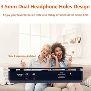 Portable CD Player with Headphone Rechargeable CD Player for Car with AUX Cable Support CD USB Dual Headphones Design Shockproof Protection Touch Buttons LED Display