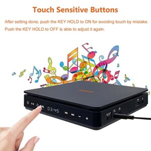 Portable CD Player with Headphone Rechargeable CD Player for Car with AUX Cable Support CD USB Dual Headphones Design Shockproof Protection Touch Buttons LED Display