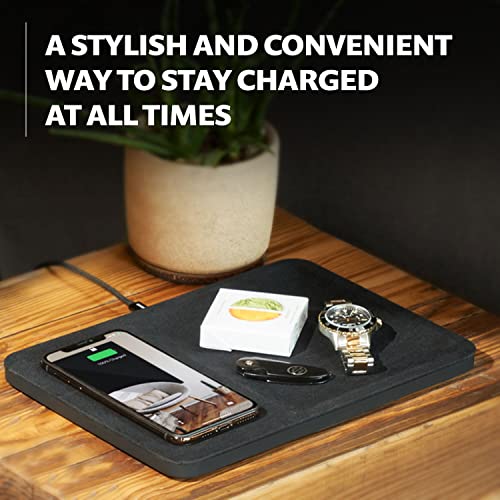 Courant Catch:3 Essentials - Belgian Linen Wireless Charger & Valet Tray - Qi-Certified, Compatible with iPhone 14, 13, 12, 11, Samsung Galaxy S23, S22, S21, S20, Note, AirPods, AirPods Pro (Natural)