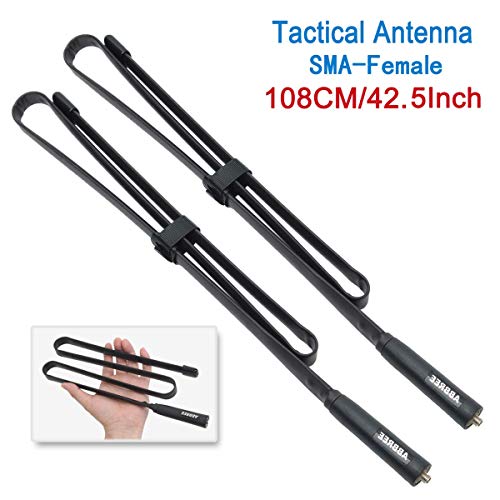 2 Pack 42.5-Inch Length ABBREE SMA-Female Dual Band 144/430Mhz Foldable CS Tactical Antenna for GMRS Radio Baofeng Walkie Talkie UV-5R UV-82 BF-888S BF-F8HP Ham CB Two Way Radio Transceiver(42.5in)