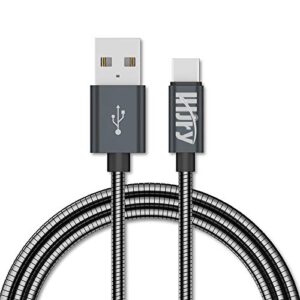 lhjry usb type c cable, [6.6ft 2 pack] metal braided indestructible chew proof 3a fast charging cord for samsung galaxy note 20 10 9 s20 s10 s9 s8, lg v50 v20 g5 and other usb c charger,black(upgrade)