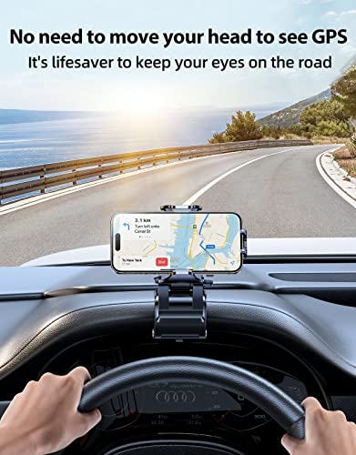 VICSEED Phone Mount for Car [Lifesaver to Keep Eyes on Road] Car Phone Mount in Front of Steering Wheel, Never Get Distracted Car Phone Holder Mount, Grip on Dashboard Car Mount for iPhone & Android