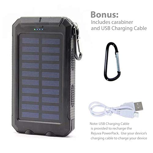 BoxWave Power Bank Compatible with Samsung Galaxy A50 (Power Bank by BoxWave) - Solar Rejuva PowerPack (10000mAh), Solar Powered Backup Power Bank 10000mAh for Samsung Galaxy A50 - Jet Black