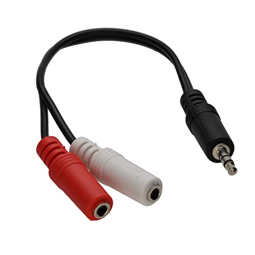 kenable 3.5mm Stereo Jack Plug to Twin 3.5mm Mono Sockets Audio Cable 15cm (~6 inch)