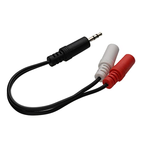 kenable 3.5mm Stereo Jack Plug to Twin 3.5mm Mono Sockets Audio Cable 15cm (~6 inch)