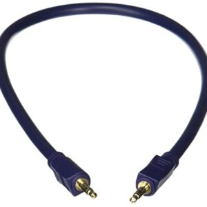C2G 40600 Velocity 3.5mm M/M Stereo Audio Cable, Aux Cable, Blue (1.5 Feet, 0.45 Meters)