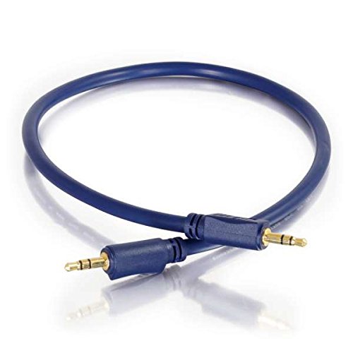 C2G 40600 Velocity 3.5mm M/M Stereo Audio Cable, Aux Cable, Blue (1.5 Feet, 0.45 Meters)