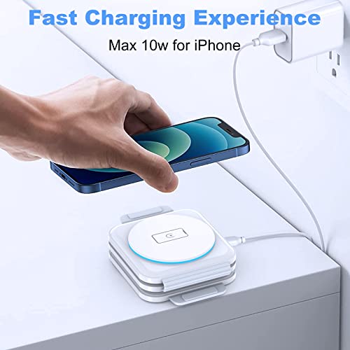 AMASUKI 3 in 1 Magnetic Wireless Charger, Foldable Wireless Charging Station for Travel, Compatible with iPhone 14 13 12 11/Pro/Pro Max/XR/XS/X/8, AirPods 3/2/Pro,iWatch 7/6/5/4/3/2 (Adapter Included)