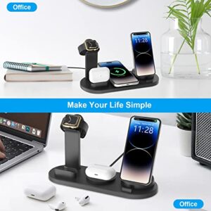 Wireless Charger Dock,4 in 1 Magnetic Charging Stand Compatible with iPhone14/13/12/Pro/Pro Max/14 Plus/AirPods 3/2/Pro 2,Phone Charger Station for Apple Watch 8/7/SE/6/5/4, Samsung Phone(Black)