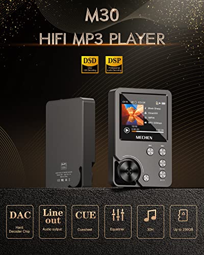 MP3 Player, MECHEN Lossless DSD High Resolution Portable Digital Audio Music Player with 64GB Memory Card, HiFi Lossless Audio Player，Support up to 256GB