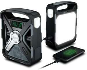eton – sidekick, ultimate camping am/fm/noaa radio with s.a.m.e technology, solar powered, battery powered, bluetooth, rechargeable, led flashlight, phone charger, commitment to preparedness