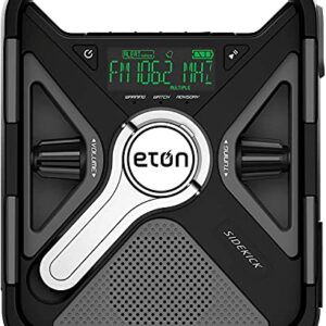 Eton - Sidekick, Ultimate Camping AM/FM/NOAA Radio with S.A.M.E Technology, Solar Powered, Battery Powered, Bluetooth, Rechargeable, LED Flashlight, Phone Charger, Commitment to Preparedness