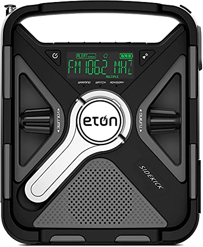 Eton - Sidekick, Ultimate Camping AM/FM/NOAA Radio with S.A.M.E Technology, Solar Powered, Battery Powered, Bluetooth, Rechargeable, LED Flashlight, Phone Charger, Commitment to Preparedness